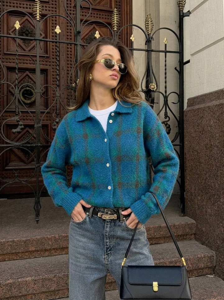 Eden | Women's Checked Knit Cardigan