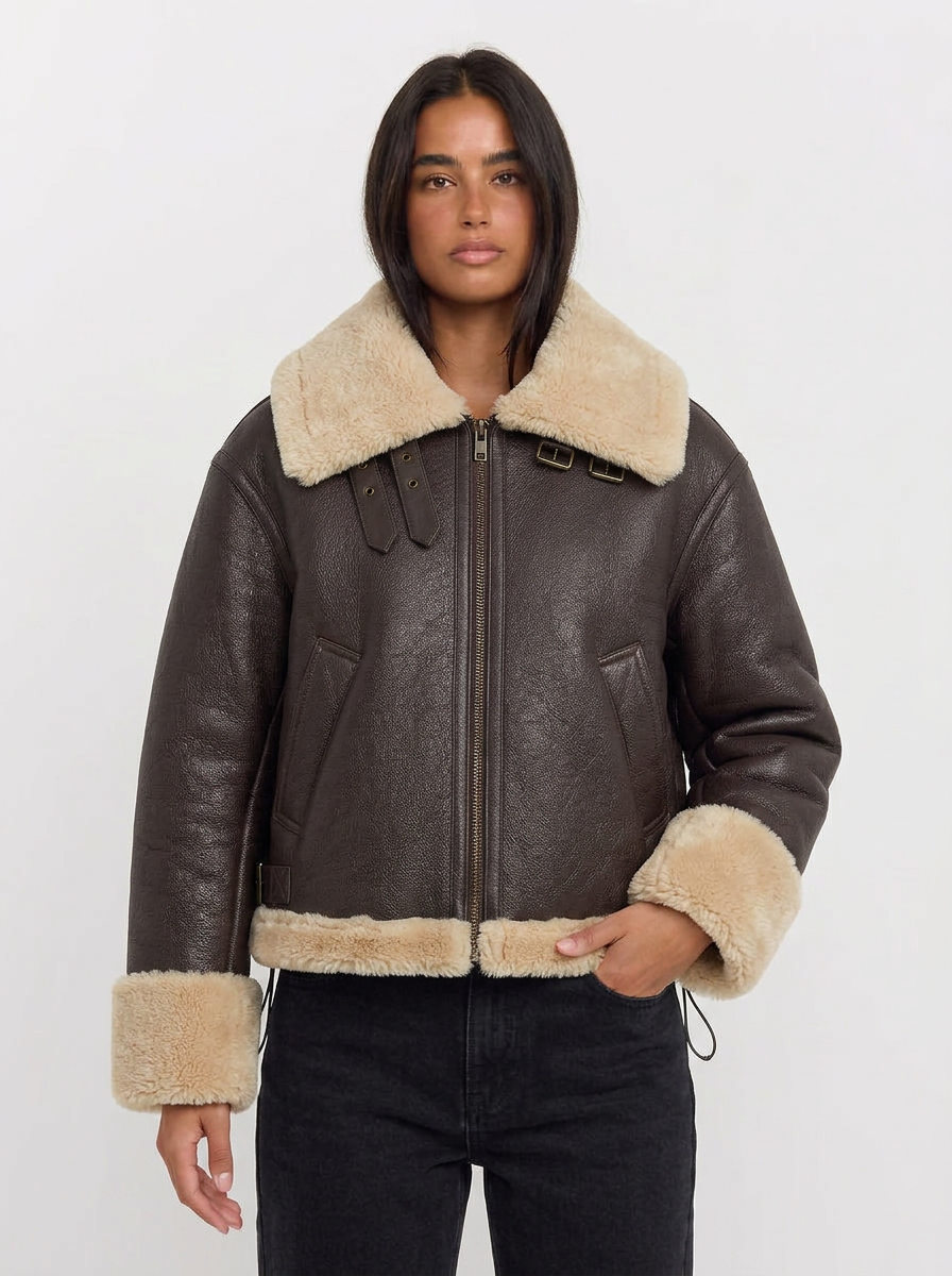 Eden | Women's Shearling Aviator Jacket