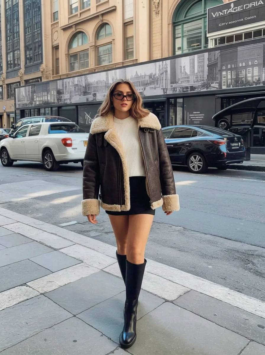 Eden | Women's Shearling Aviator Jacket