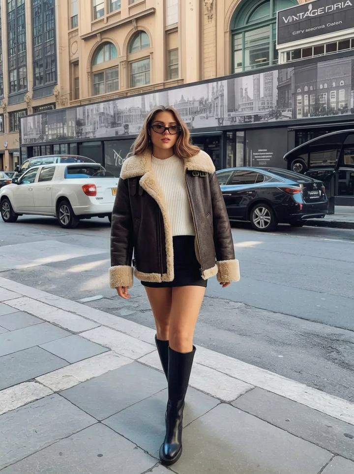 Eden | Women's Shearling Aviator Jacket