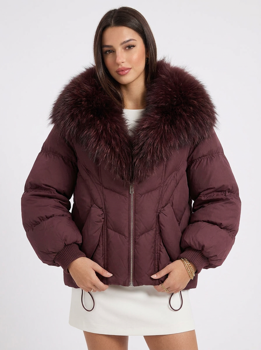 Elisha | Women's Puffer Jacket Fur Collar Oversized Zip