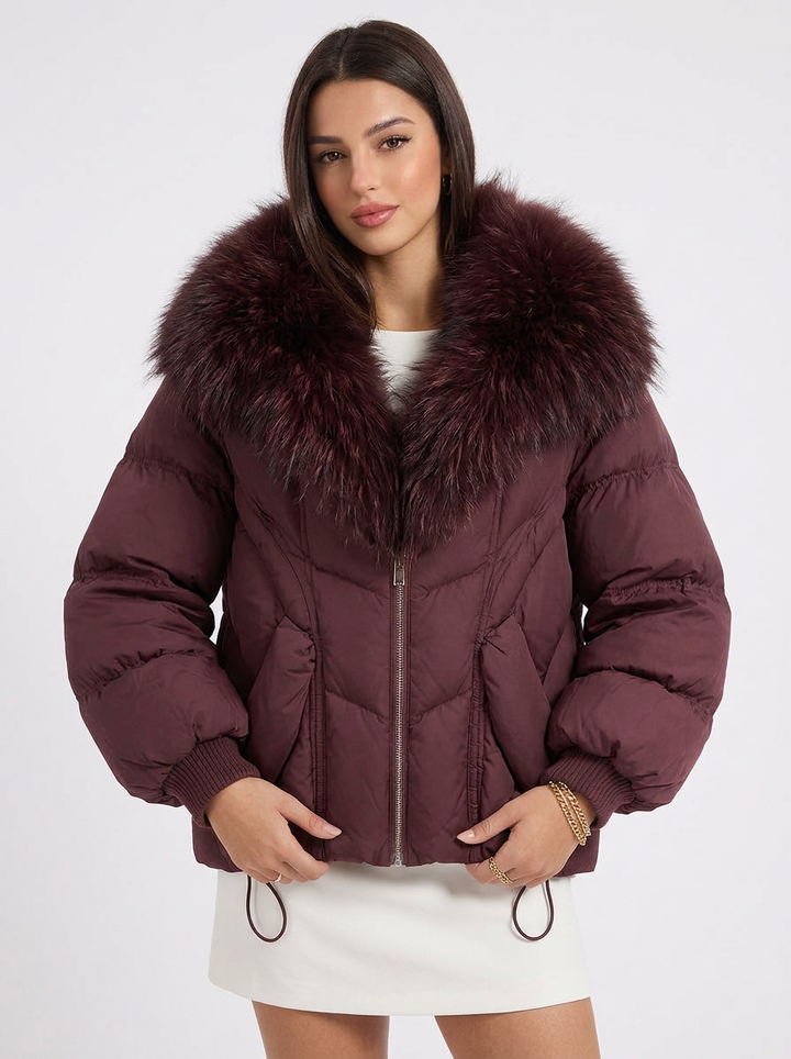 Elisha | Women's Puffer Jacket Fur Collar Oversized Zip