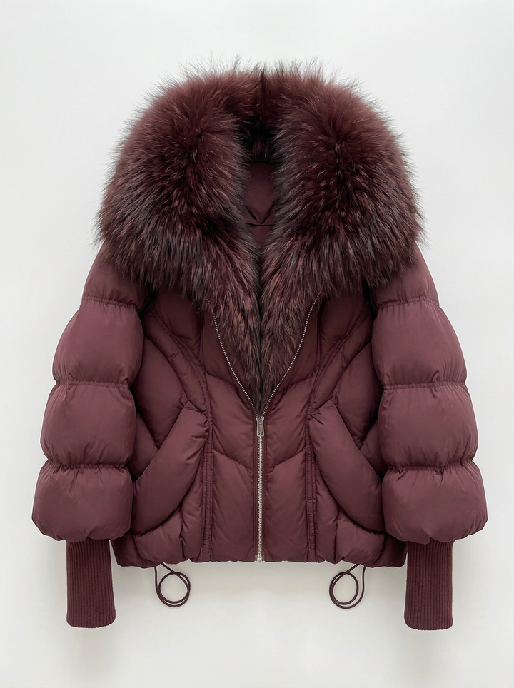 Elisha | Women's Puffer Jacket Fur Collar Oversized Zip