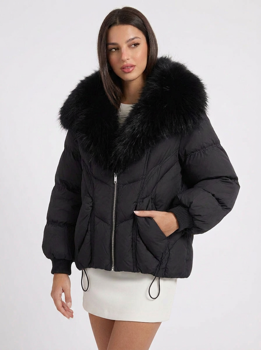 Elisha | Women's Puffer Jacket Fur Collar Oversized Zip
