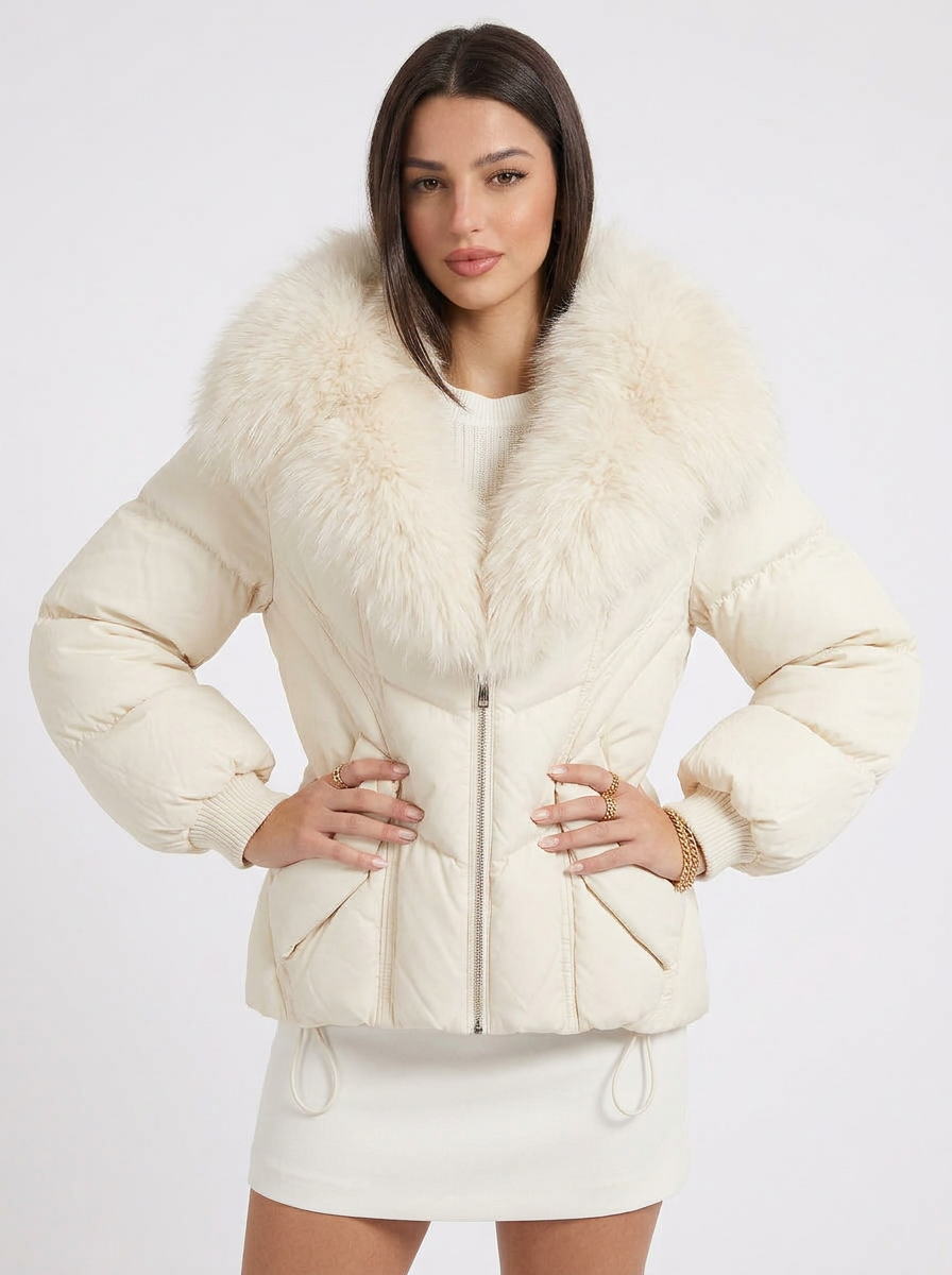 Elisha | Women's Puffer Jacket Fur Collar Oversized Zip