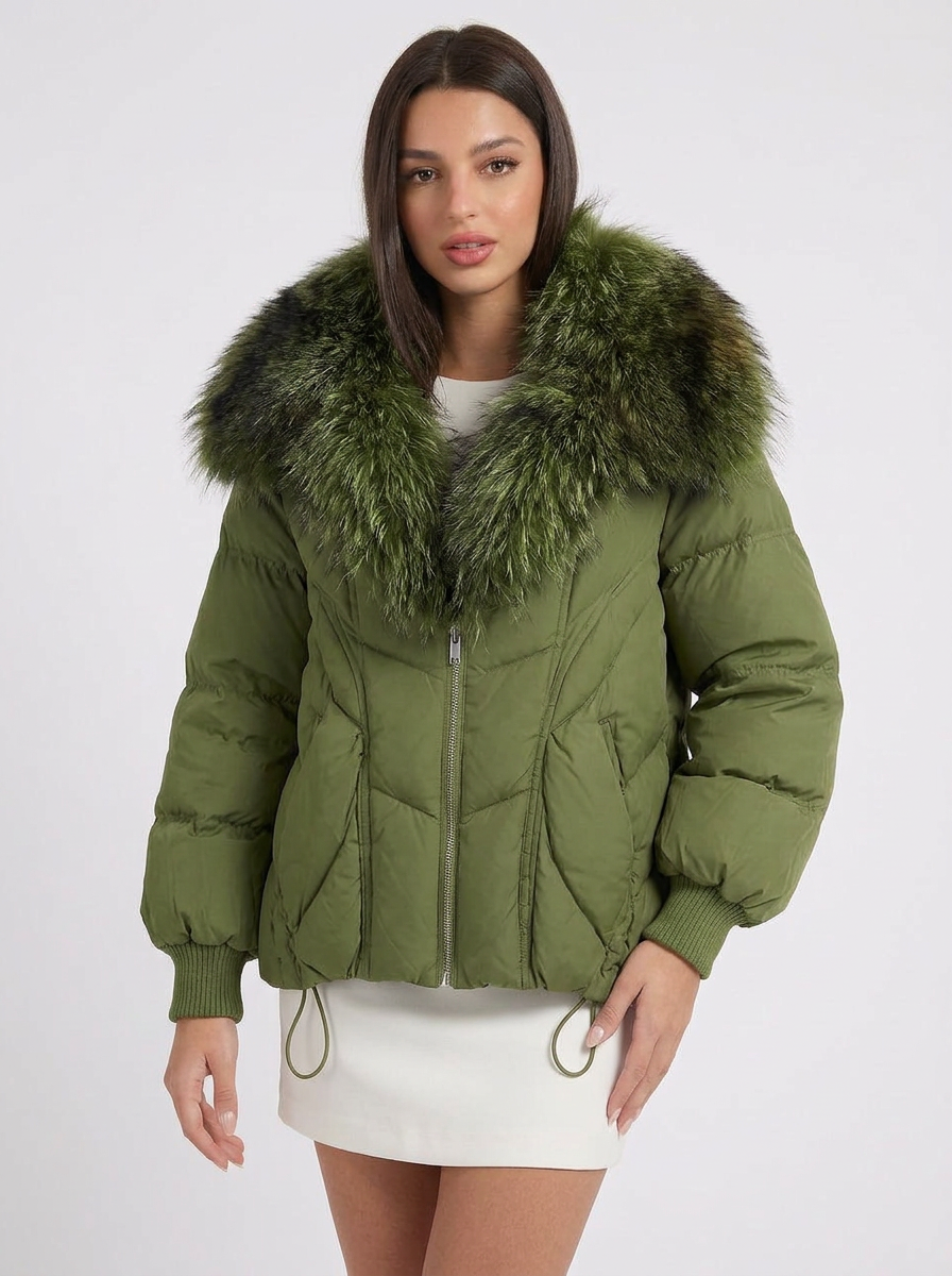 Elisha | Women's Puffer Jacket Fur Collar Oversized Zip