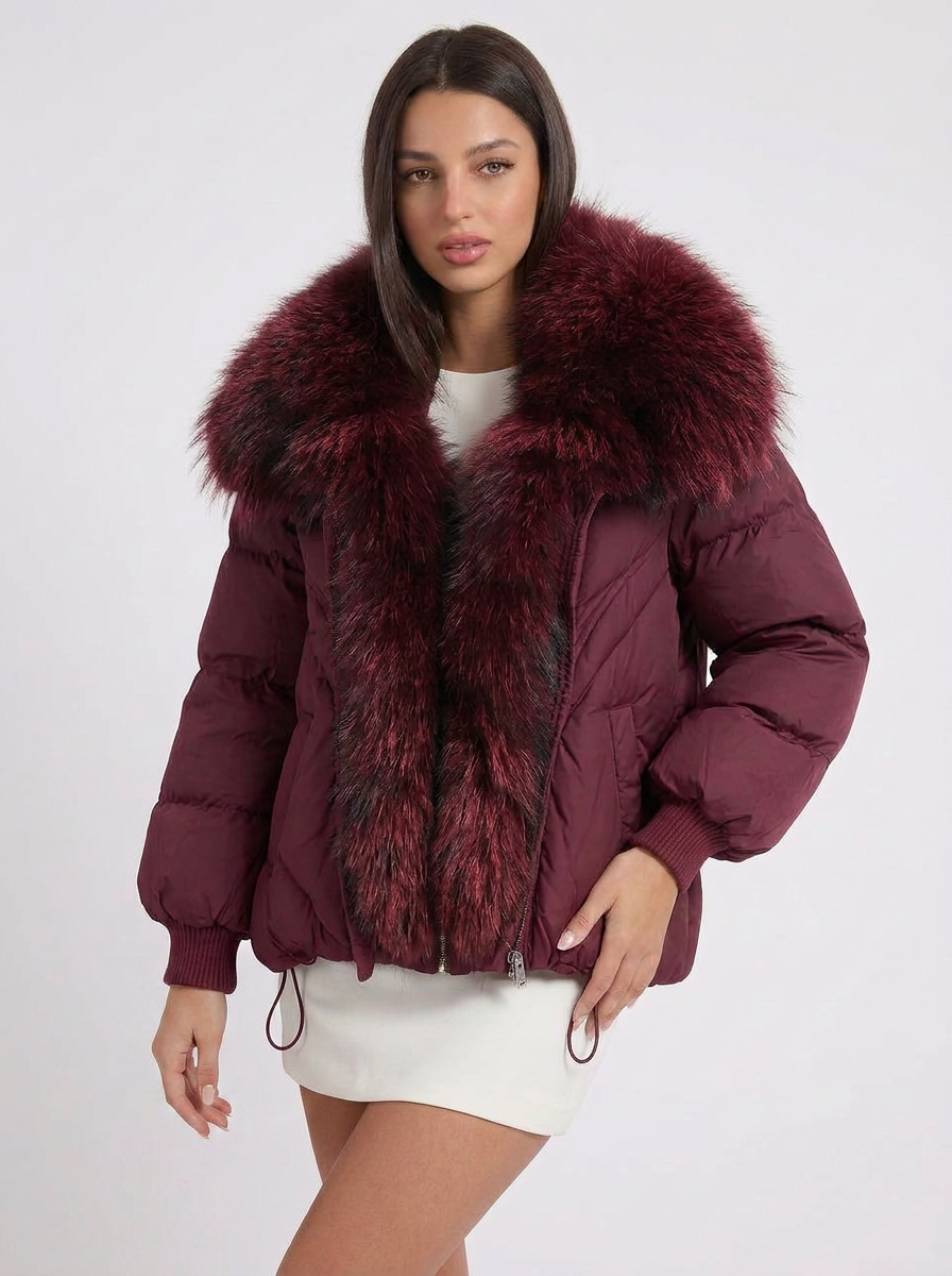 Elisha | Women's Puffer Jacket Fur Collar Oversized Zip