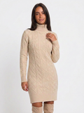 Ella | Women's Cable Knit Turtleneck Dress