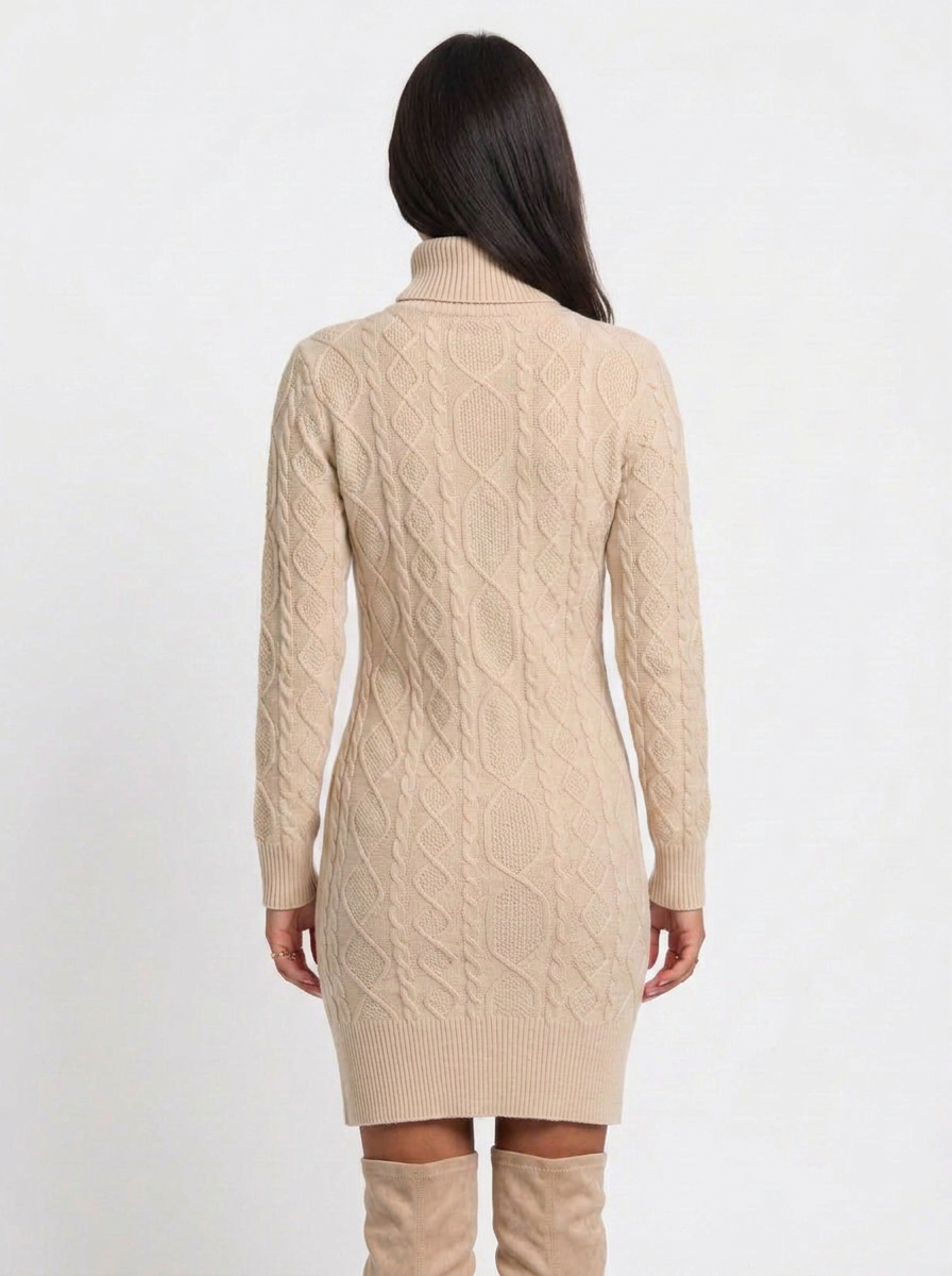 Ella | Women's Cable Knit Turtleneck Dress