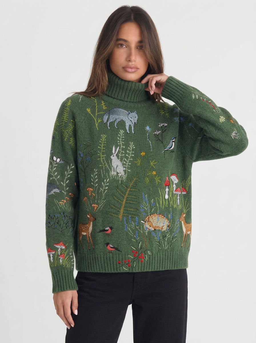 Ella | Women's Embroidered Turtleneck Jumper