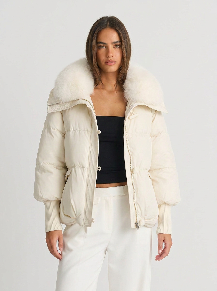 Emma | Quilted Faux Fur Collar Zip-Up Puffer Jacket