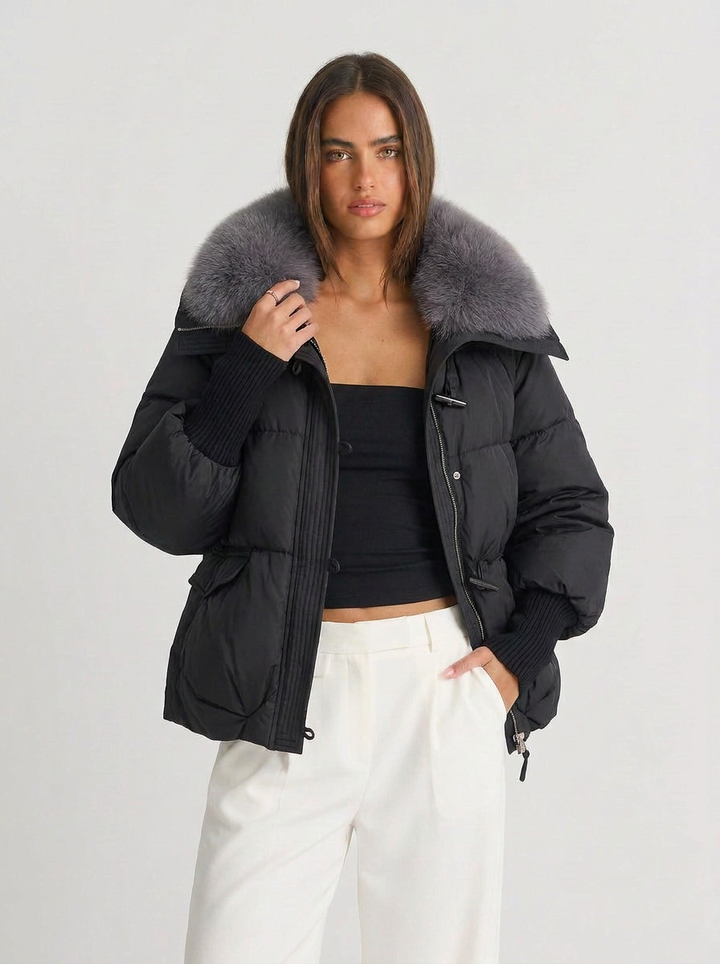 Emma | Quilted Faux Fur Collar Zip-Up Puffer Jacket 4
