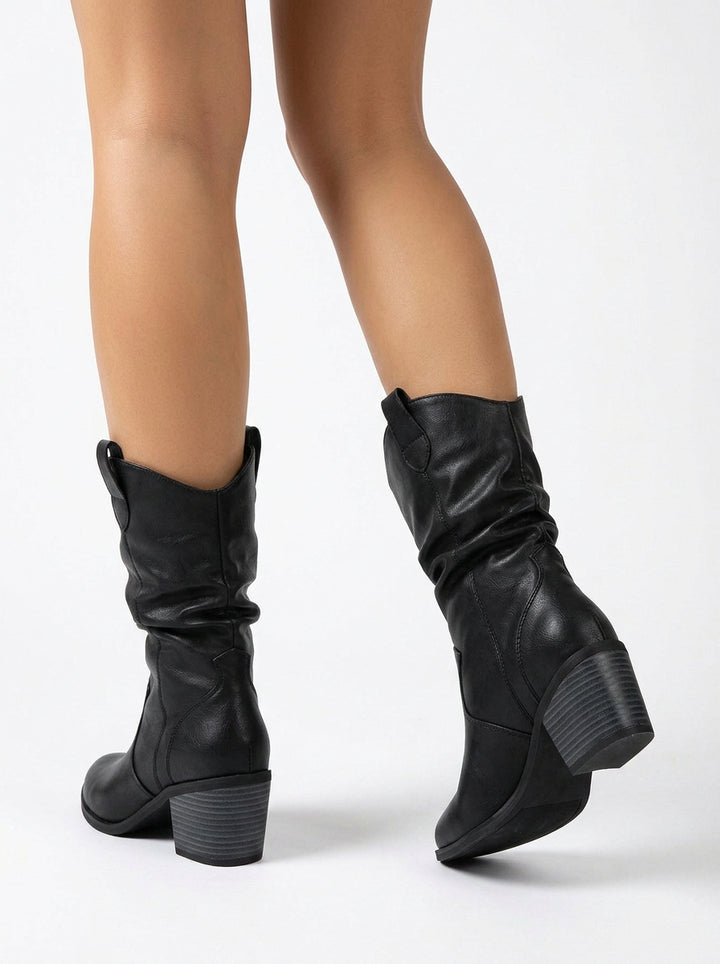Emma | Western Leather Slouch Ankle Boots