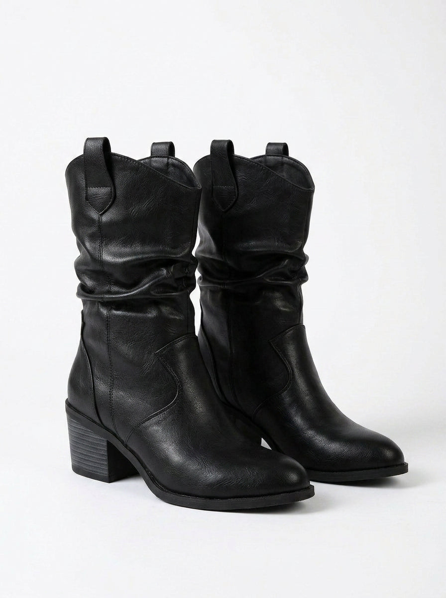 Emma | Western Leather Slouch Ankle Boots