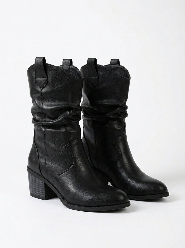 Emma | Western Leather Slouch Ankle Boots