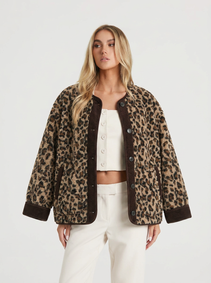 Fabienne | Women's Fleece Jacket Leopard