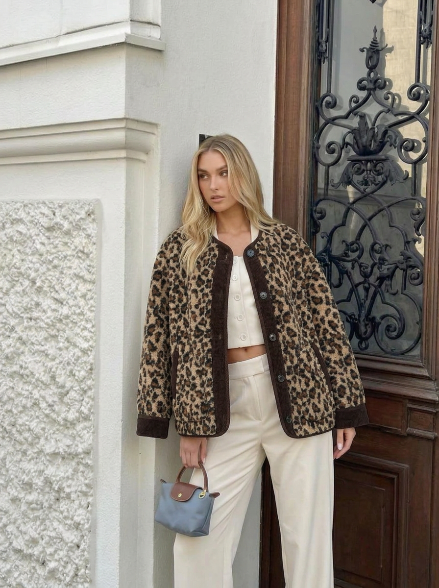 Fabienne | Women's Fleece Jacket Leopard 1