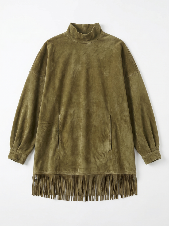Florence | Long Sleeve Winter Dress with Fringe Detail