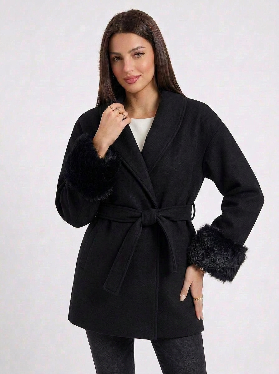 Frankie | Women's Winter Wrap Coat with Fur Cuffs