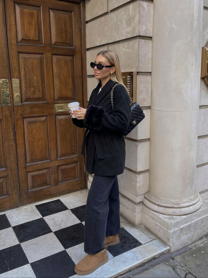 Frankie | Women's Winter Wrap Coat with Fur Cuffs