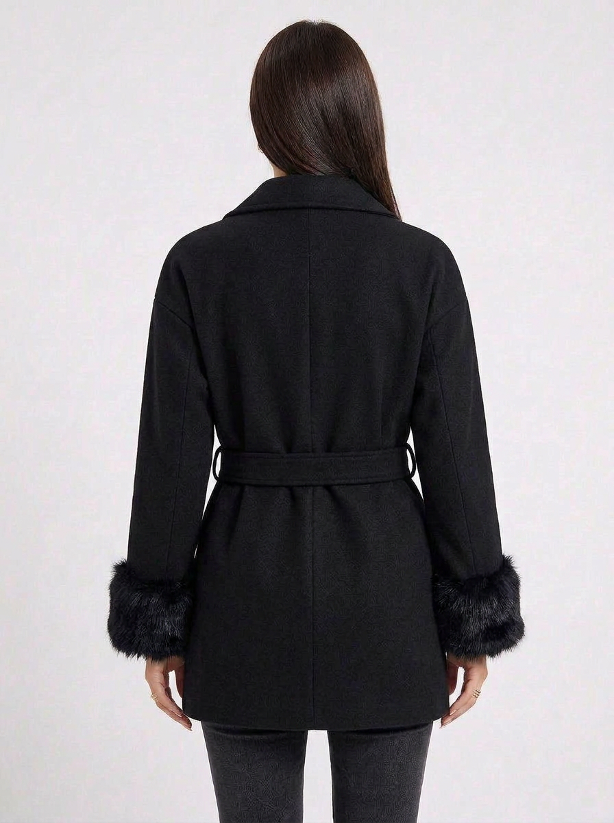 Frankie | Women's Winter Wrap Coat with Fur Cuffs