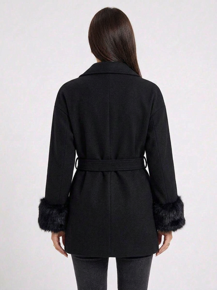 Frankie | Women's Winter Wrap Coat with Fur Cuffs