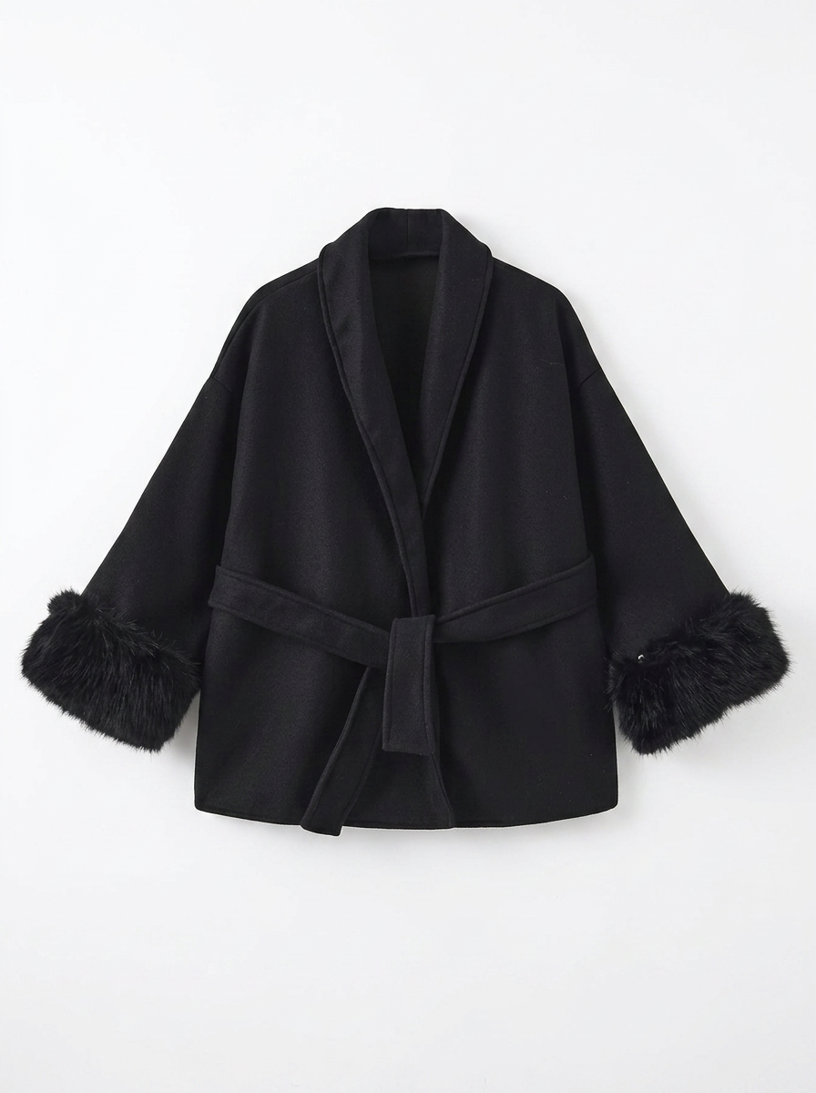 Frankie | Women's Winter Wrap Coat with Fur Cuffs