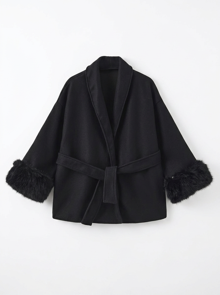 Frankie | Women's Winter Wrap Coat with Fur Cuffs