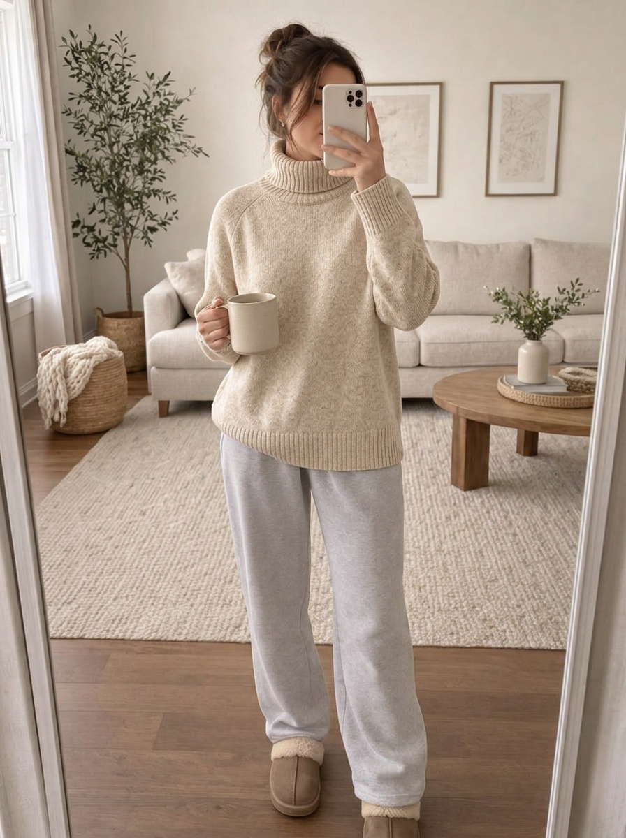 Geia | Women's Turtleneck Sweater Ribbed Knit