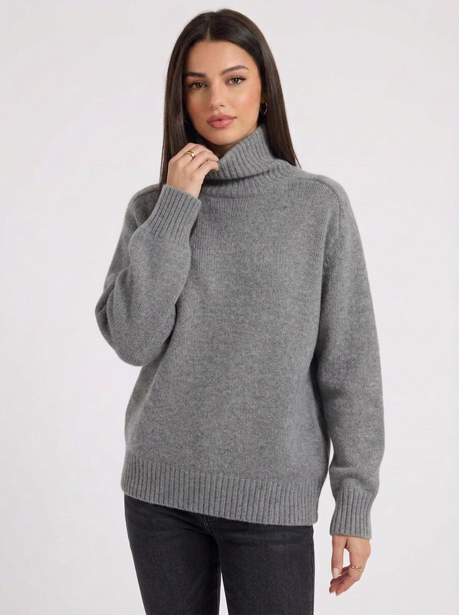 Geia | Women's Turtleneck Sweater Ribbed Knit
