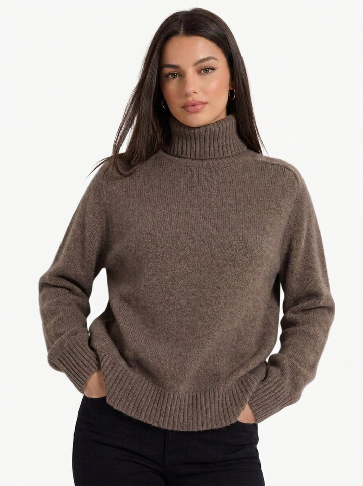Geia | Women's Turtleneck Sweater Ribbed Knit