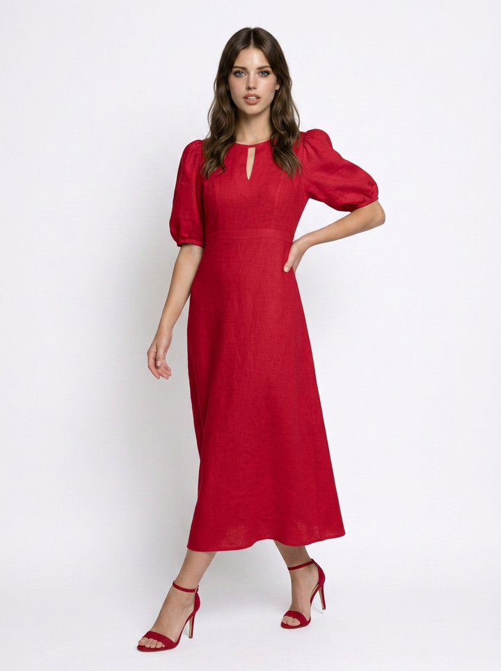 Grace | Puff Sleeve Midi Dress