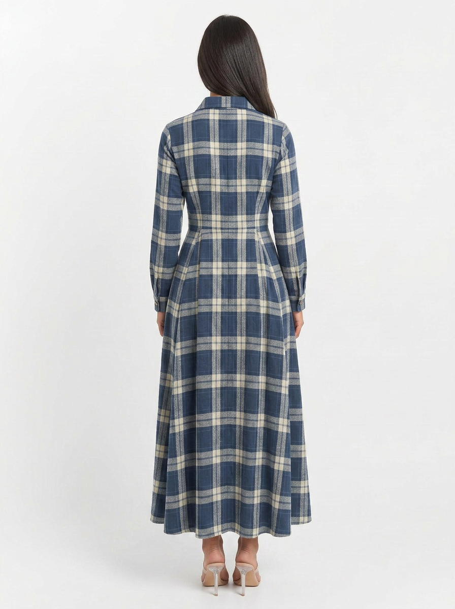 Grace | Tartan Button-Up Maxi Dress