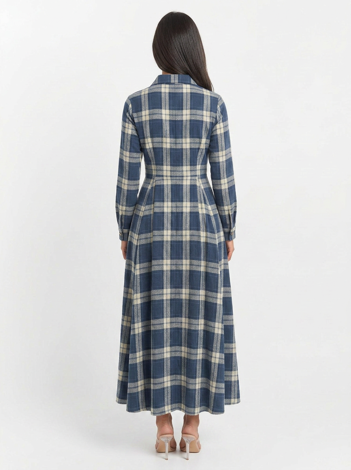 Grace | Tartan Button-Up Maxi Dress