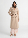 Greta | Women's Gray Notch Lapel Double Breasted Longline Coat 4