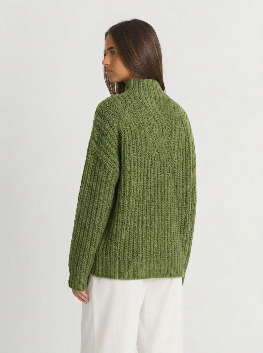 Hattie | Women's High Neck Cable Knit Sweater 2