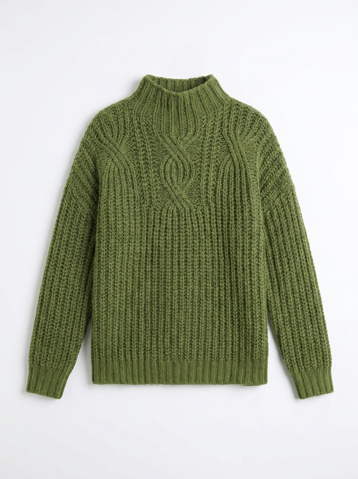 Hattie | Women's High Neck Cable Knit Sweater 3