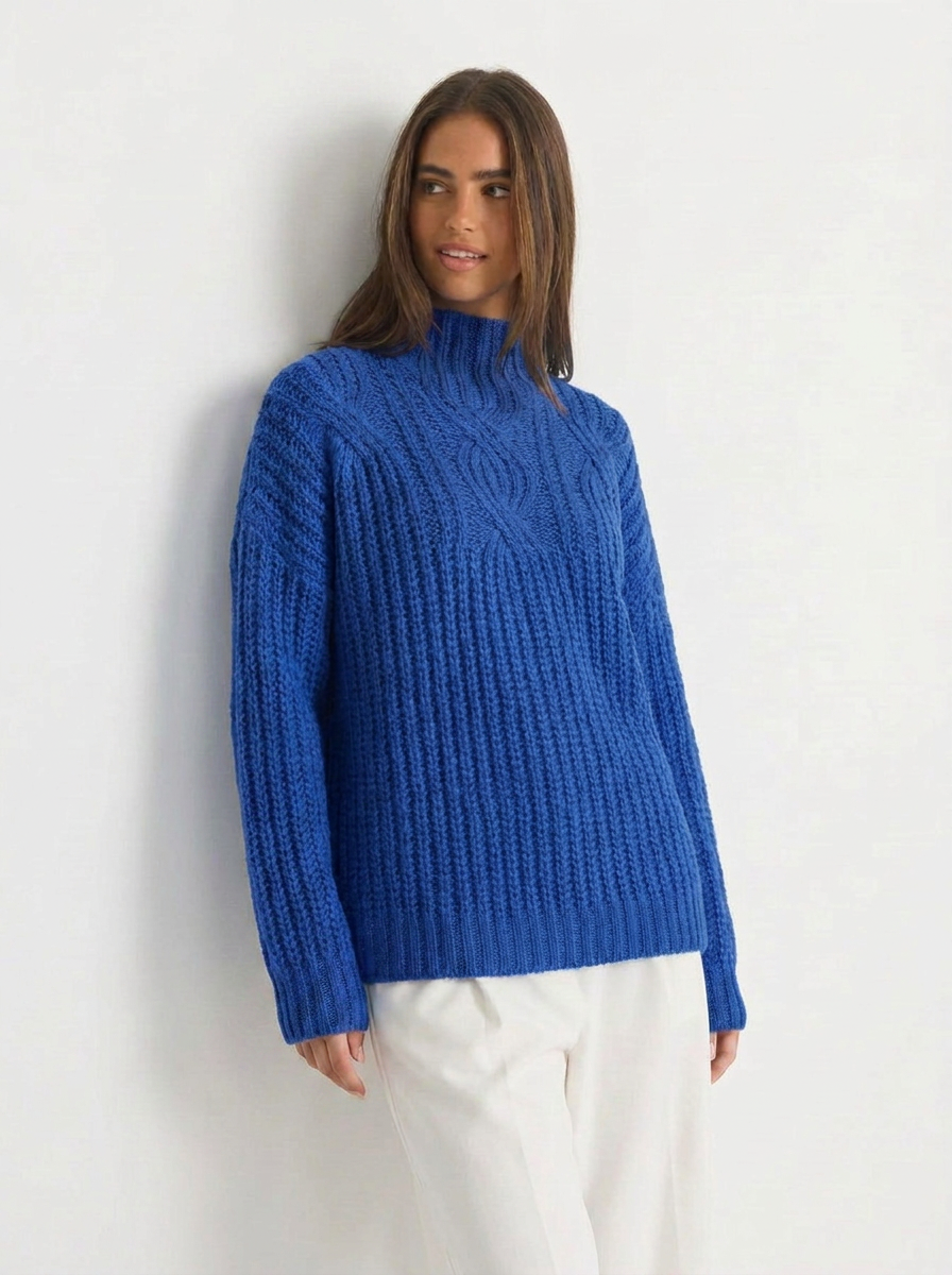 Hattie | Women's High Neck Cable Knit Sweater 5