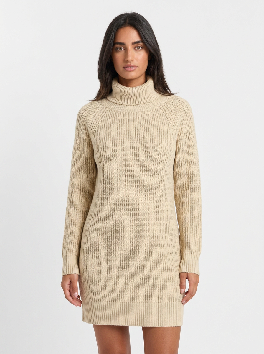 Hazel | Women's Knit Winter Dress Turtleneck Mini