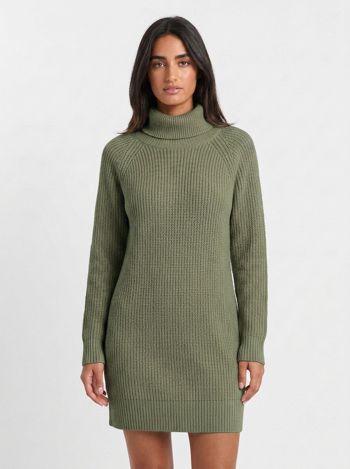Hazel | Women's Knit Winter Dress Turtleneck Mini