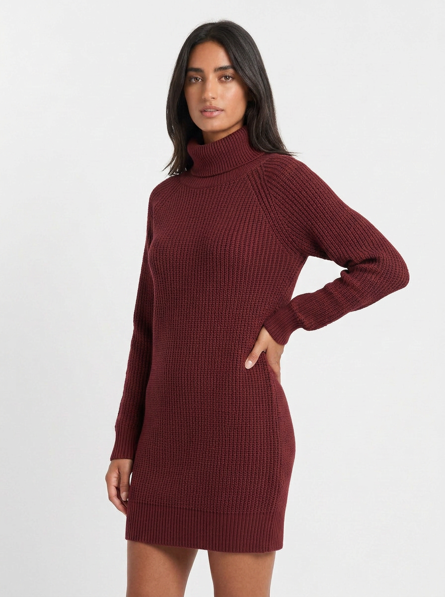 Hazel | Women's Knit Winter Dress Turtleneck Mini