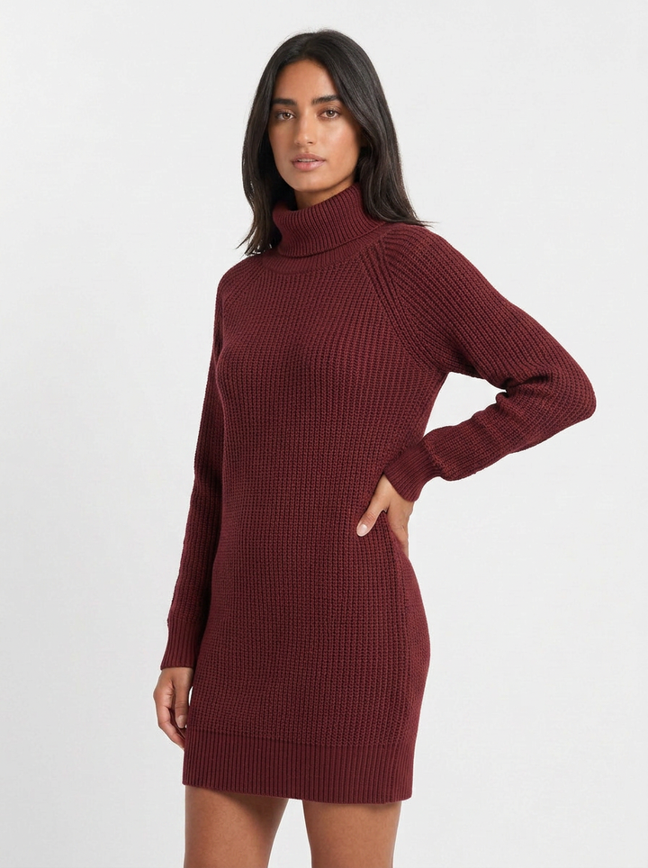 Hazel | Women's Knit Winter Dress Turtleneck Mini