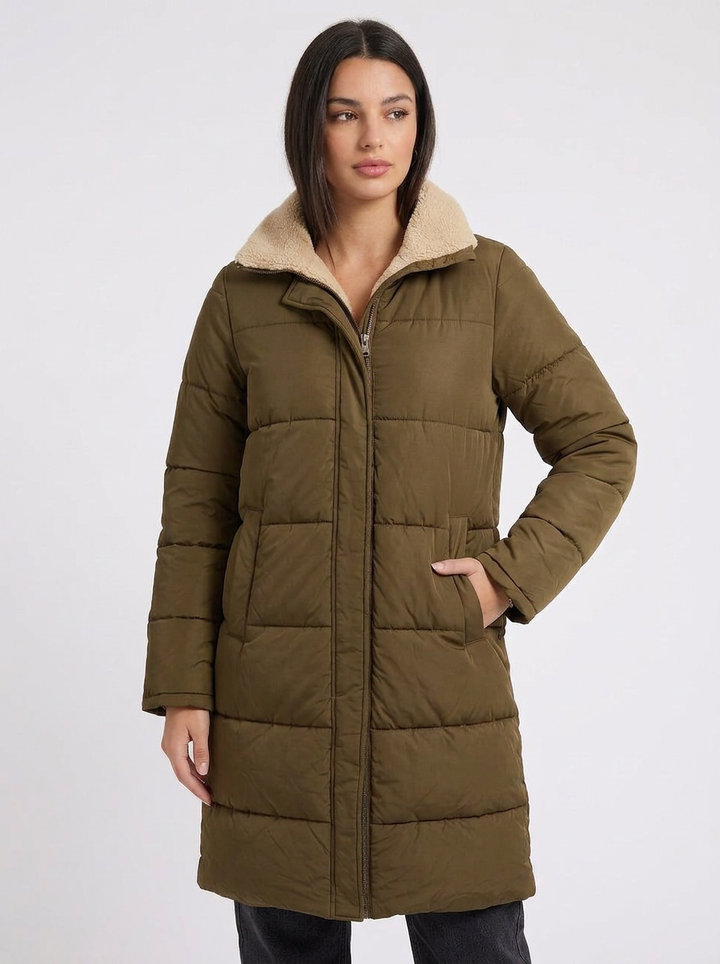 Hazel | Women's Puffer Jacket Long with Hooded Collar