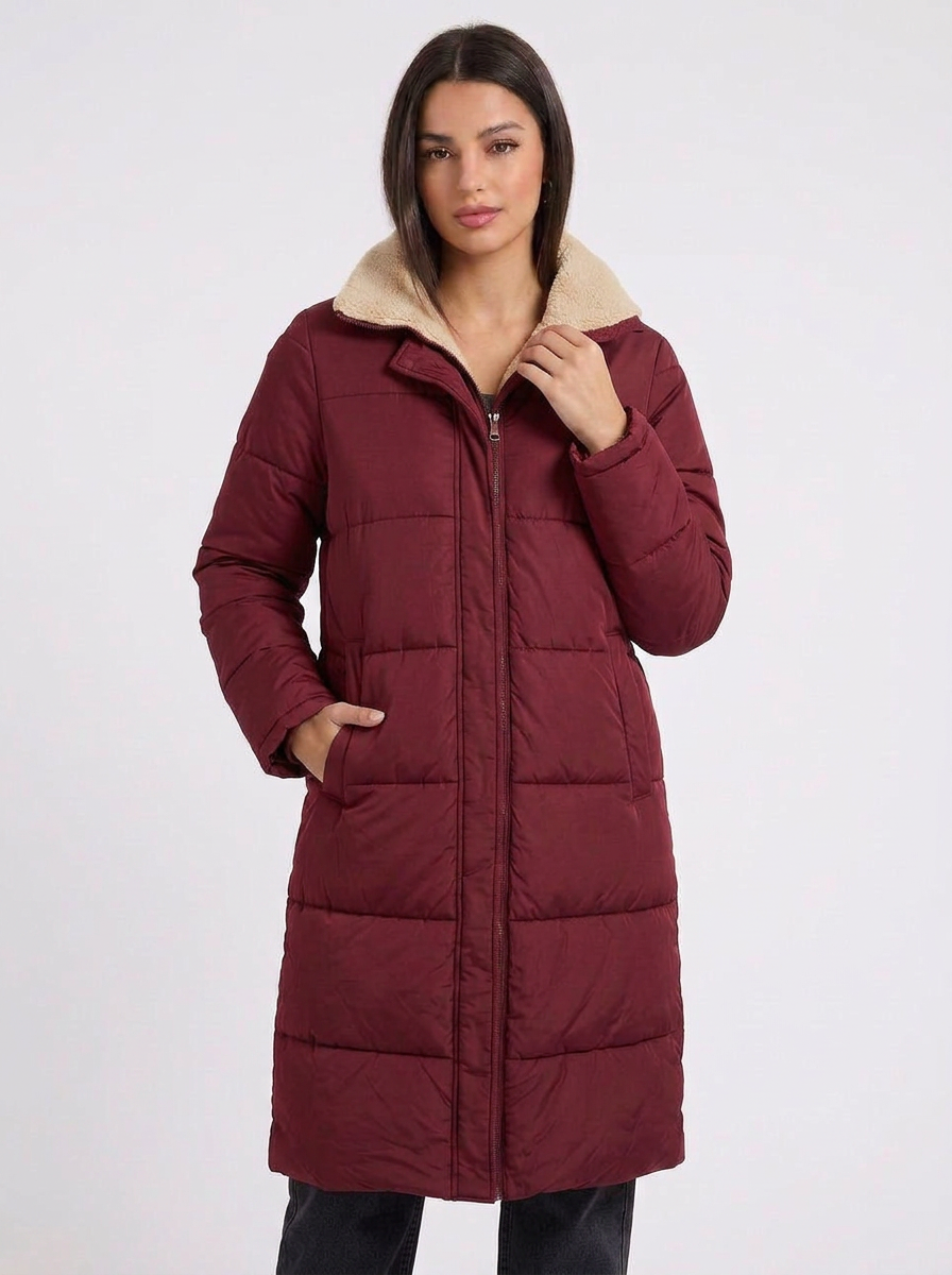 Hazel | Women's Puffer Jacket Long with Hooded Collar