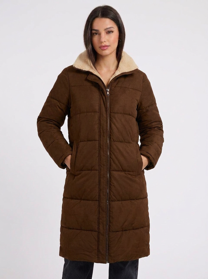 Hazel | Women's Puffer Jacket Long with Hooded Collar