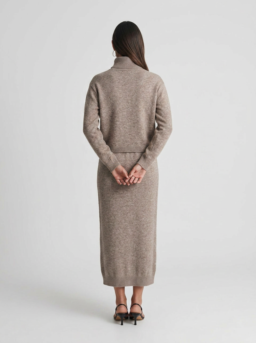 Hazel | Women's Turtleneck Knit Midi Dress
