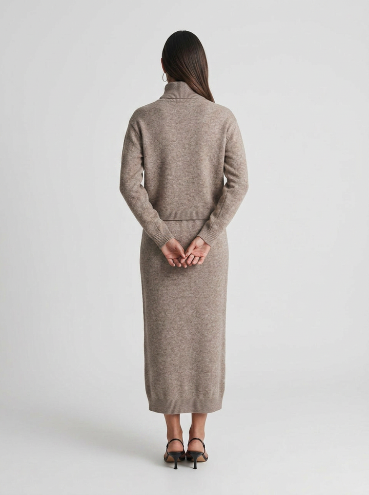 Hazel | Women's Turtleneck Knit Midi Dress