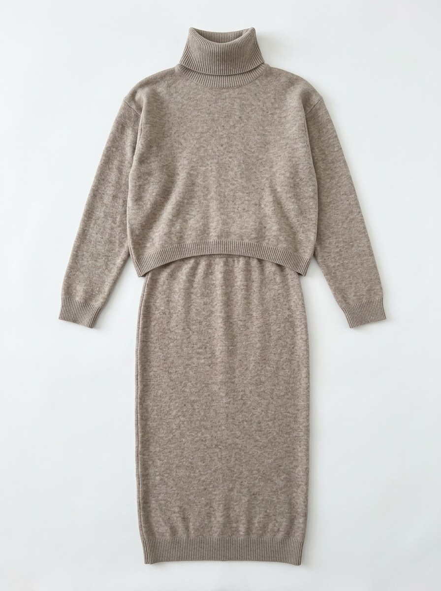 Hazel | Women's Turtleneck Knit Midi Dress