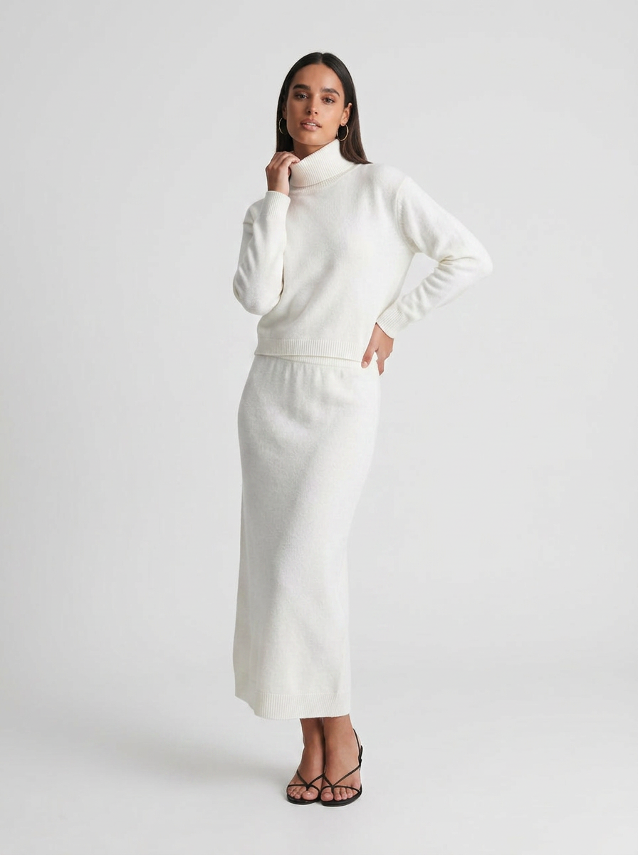 Hazel | Women's Turtleneck Knit Midi Dress