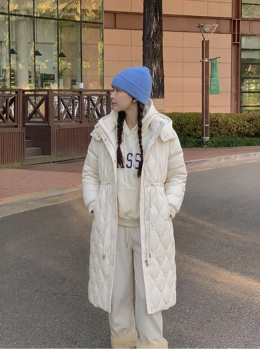 Indie | Women's Quilted Long Puffer Coat with Hood